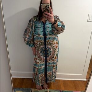 Anthropologie Let Me Be Printed Shirt Dress 1X